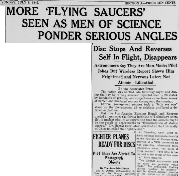 A 1947 headline about the Flying Disc Craze.