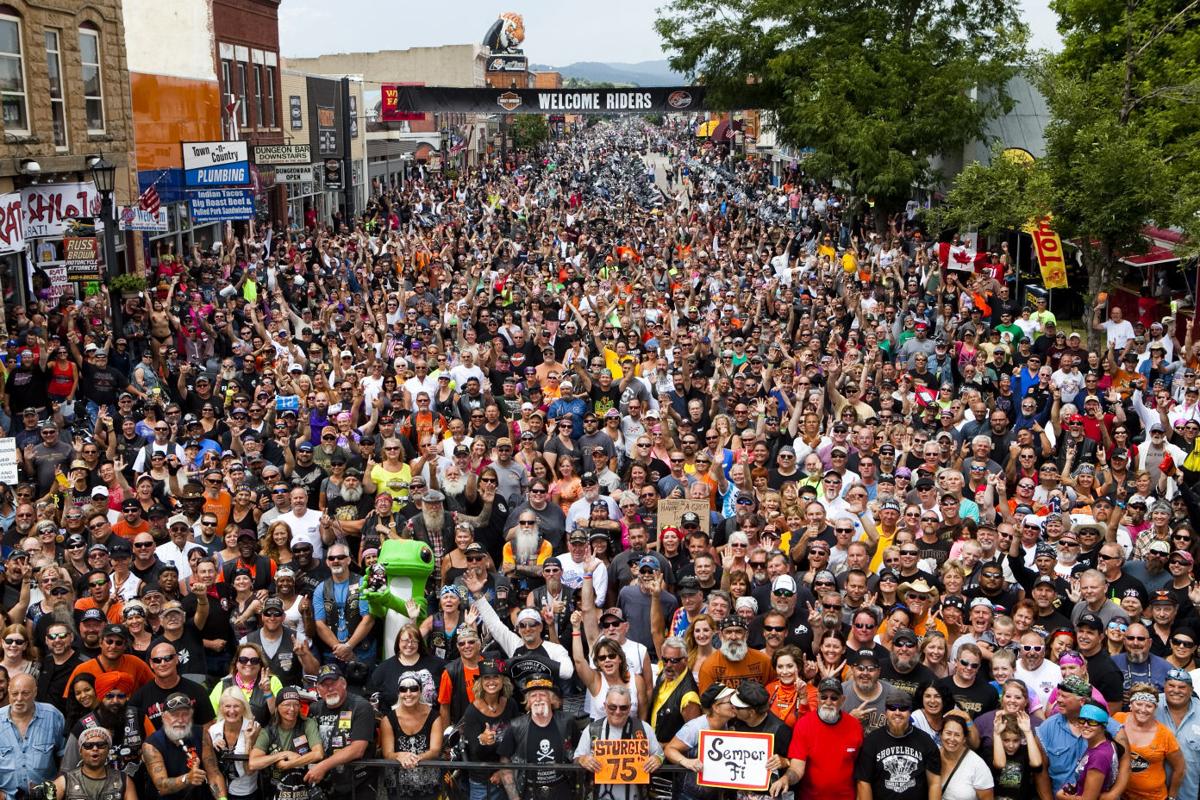 Attendees at the 2018 Sturgis Motorcycle Rally on Main Street.