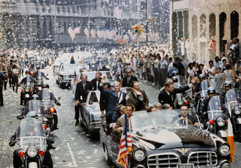 On August 13, 1969, the Apollo 11 crew, Neil Armstrong, Michael Collins, and Buzz Aldrin were welcomed back to earth.