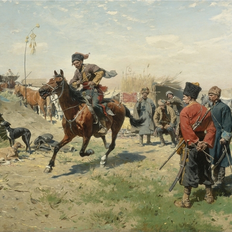 Zaporizhians by Józef Brandt, unknown date.